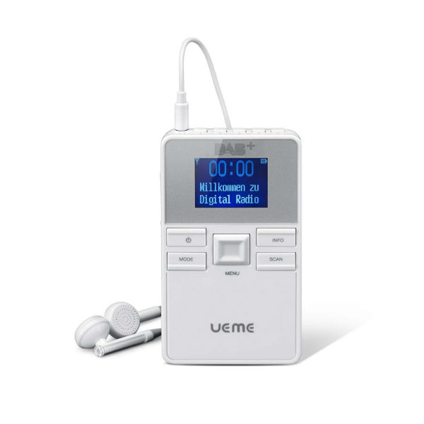 Ueme DAB + Pocket Radio Portable Digital Radio DAB + DAB/FM Tuner Broadcast Peicherung Portable DAB + & FM Sports Radio DB-355 (White)